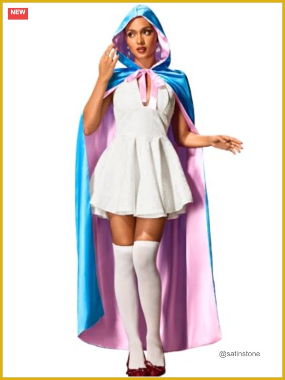 Shimmer Satin Hooded Cape Princess Costume Cosplay Robe